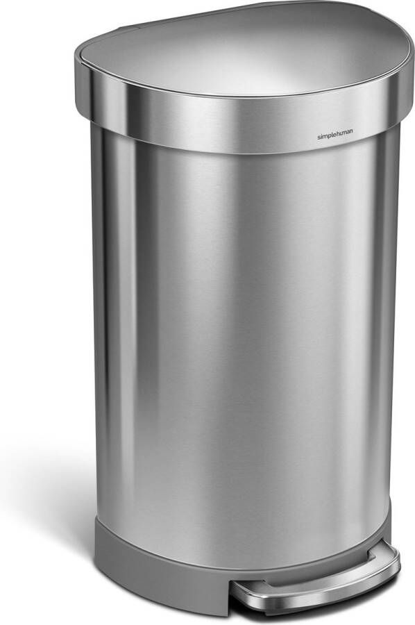 Simplehuman Semi Round Liner Pocket afvalemmer 45 l zilverkleurig