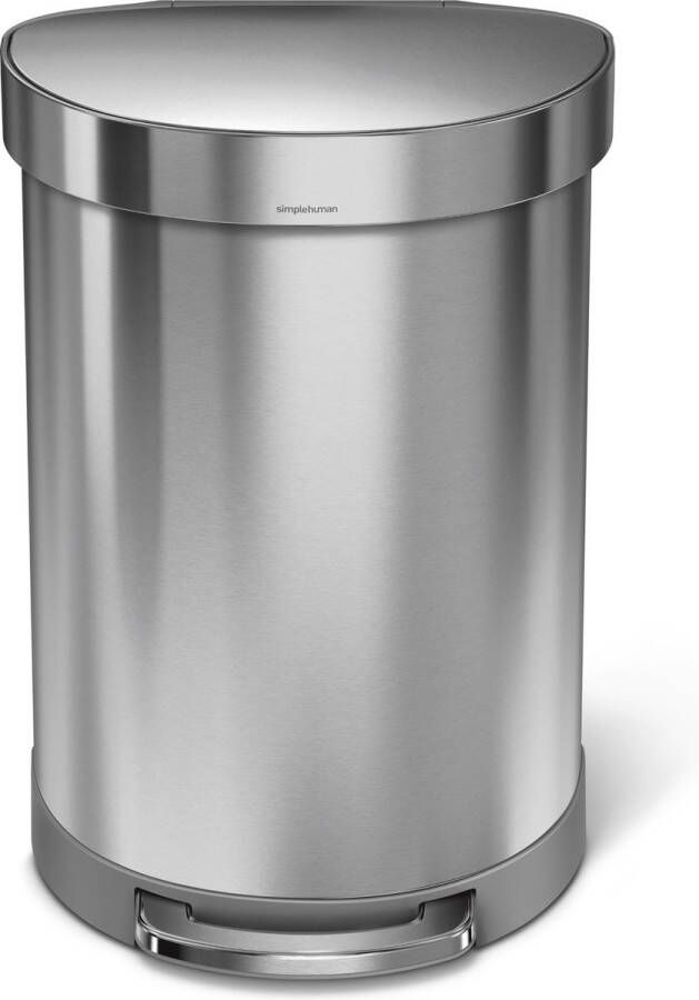 Simplehuman Semi Round Prullenbak 60 l Rvs Zilverkleurig Incl Liner Pocket