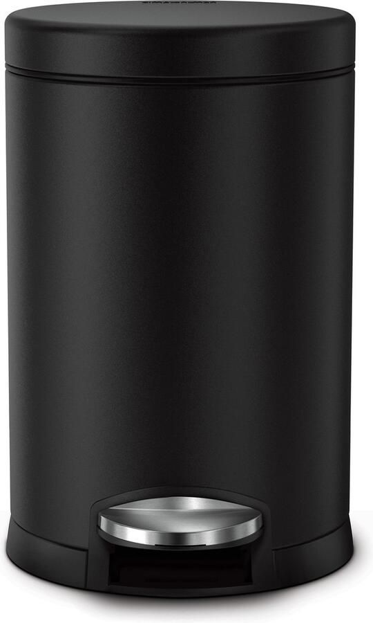 Simplehuman Prullenbak Rond 4 5 liter Zwart Roestvast Staal