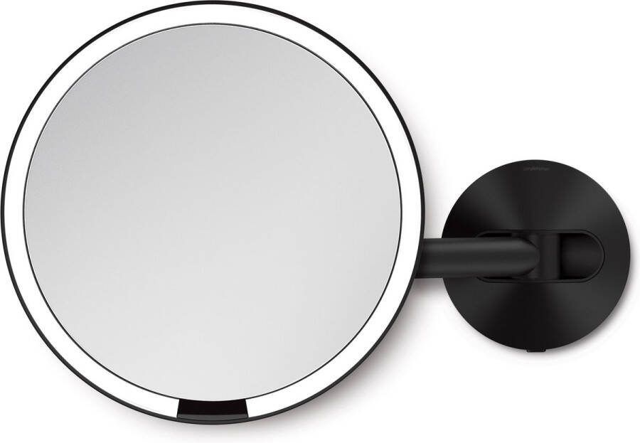 Simplehuman Spiegel met Sensor Ø 20 cm 5x Vergroting Wandbevestiging Netstroom Zwart Staal