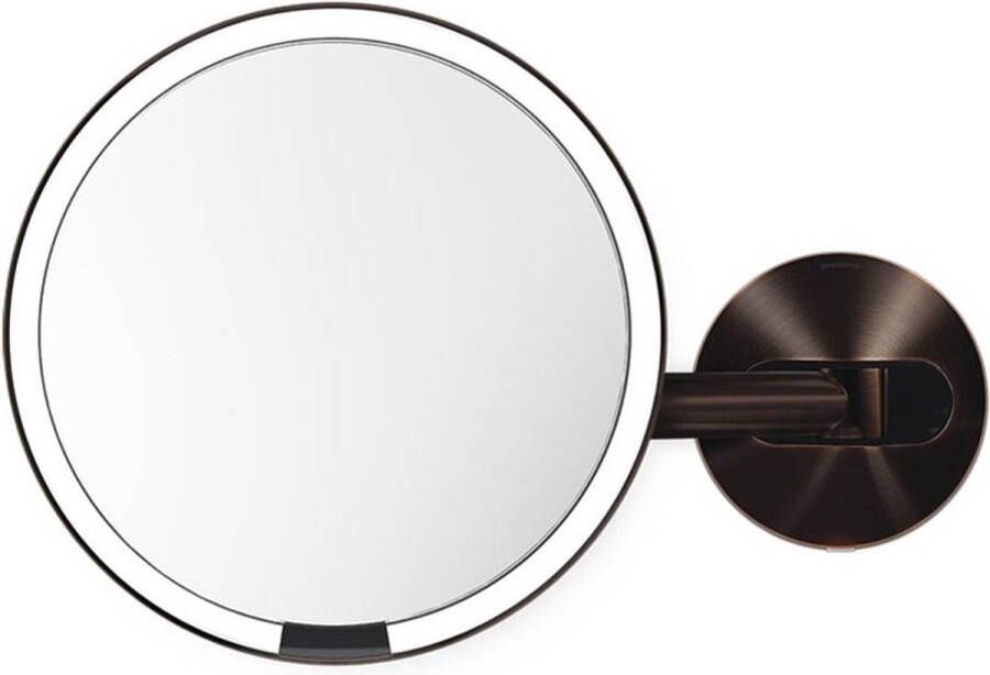 Simplehuman Spiegel met Sensor 20 cm 5x Vergroting Wandbevestiging Netstroom Roestvast Staal Bruin