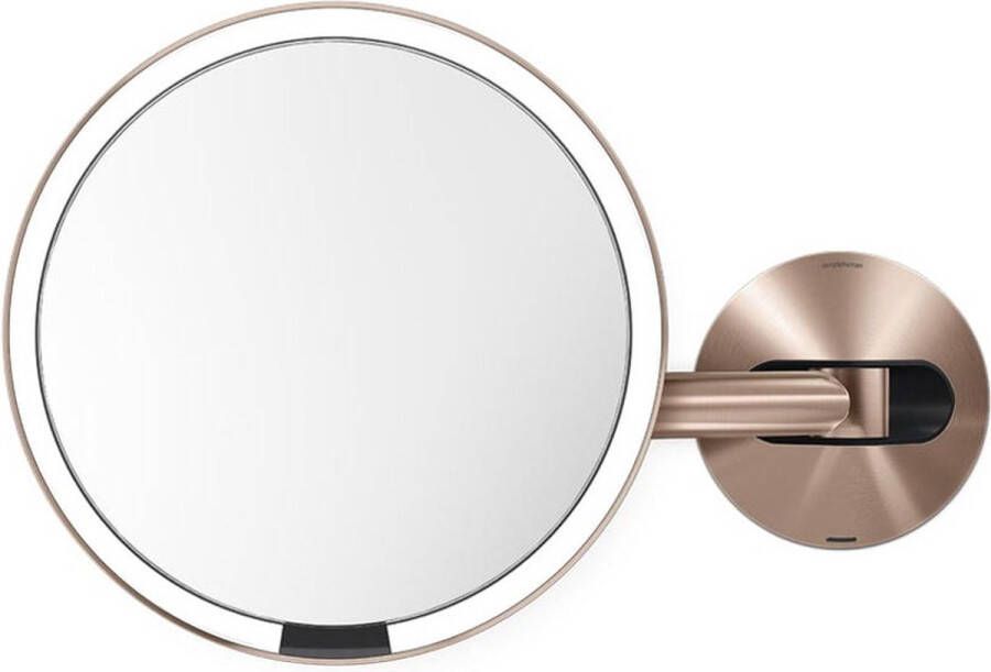 Simplehuman Spiegel met Sensor 20 cm 5x Vergroting Wandbevestiging Oplaadbaar Roestvast Staal Roségoud