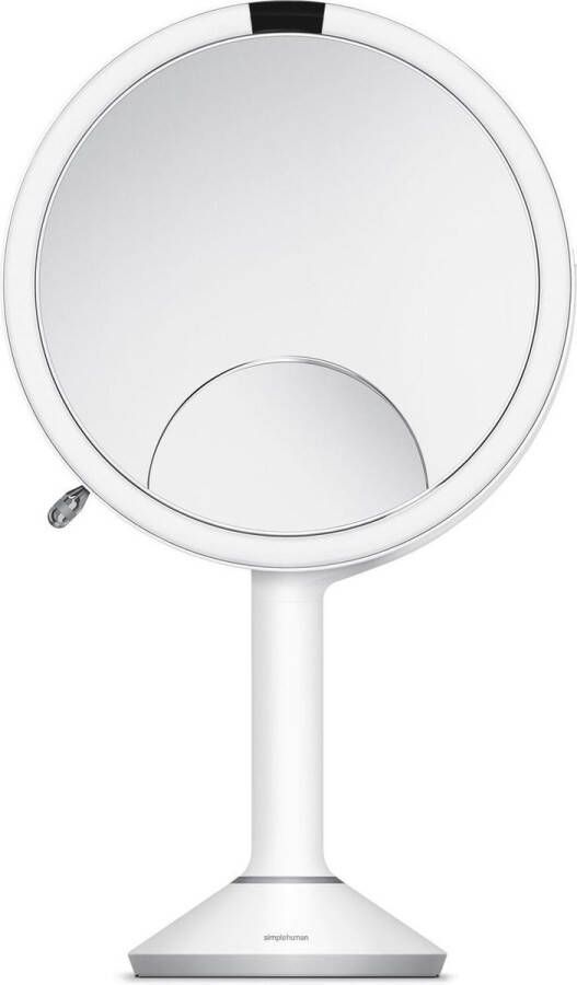 Simplehuman Spiegel met Sensor 20 cm 3x 5x 10x Vergroting Tru Lux &amp Touch Control Roestvast Staal Wit
