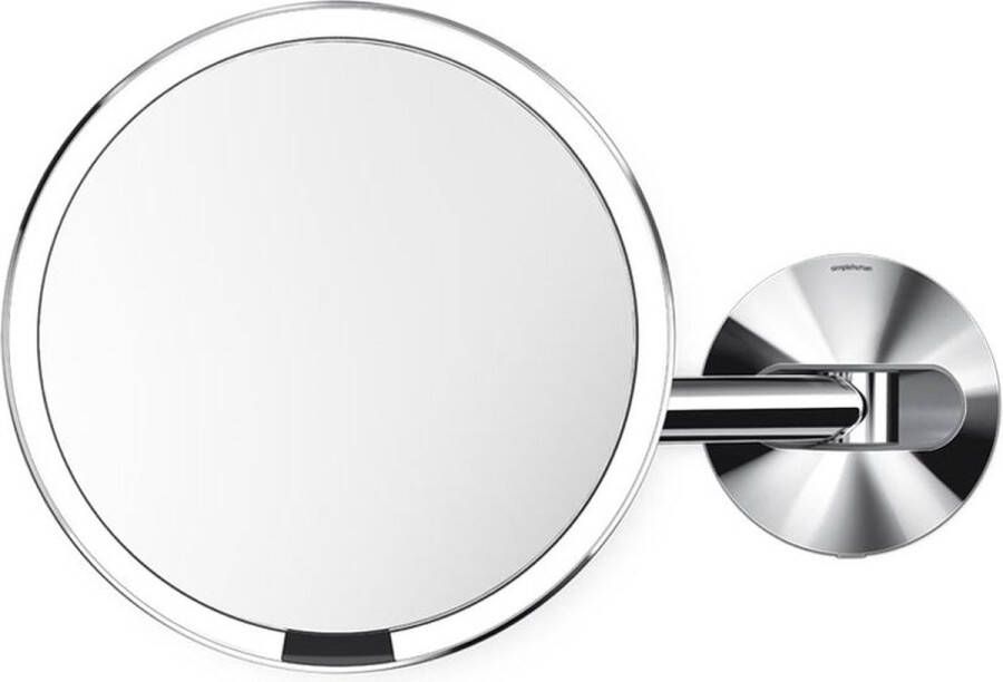 Simplehuman Spiegel met Sensor 20 cm 5x Vergroting Wandbevestiging Netstroom Roestvast Staal Zilver