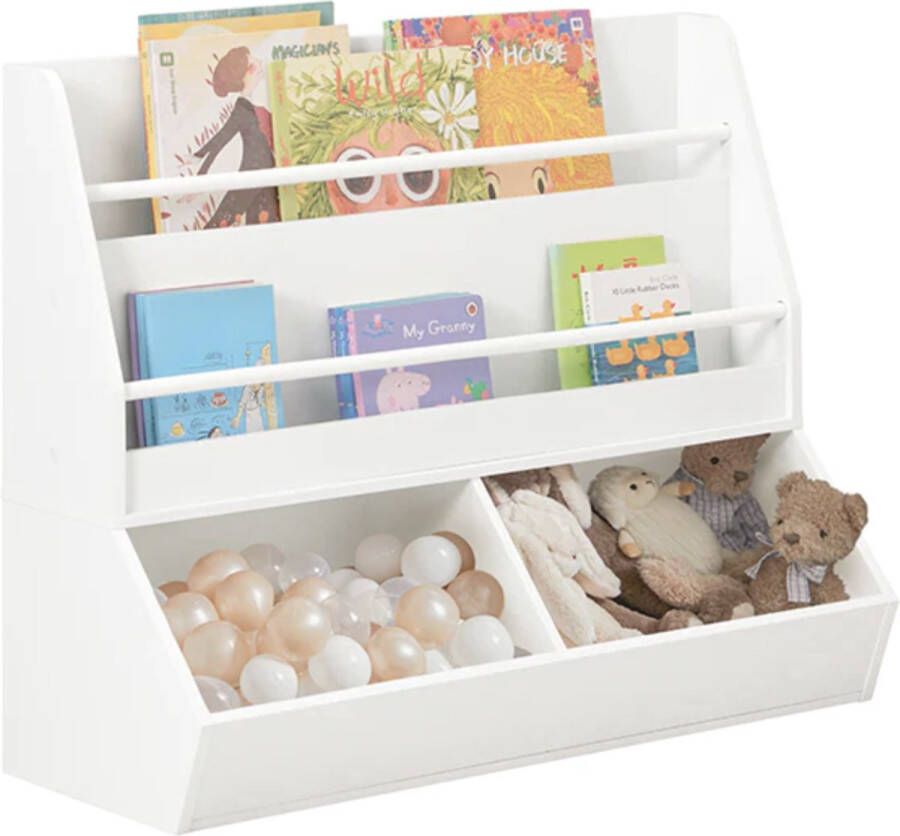 Simpletrade Kinderkamer Boekenkast voor kinderen Speelgoedkist Wit 90x74x35cm