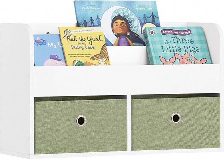 Simpletrade Wandplank voor kinderen Boekenrek Kinderkamer Groen Wit 60x36x20cm