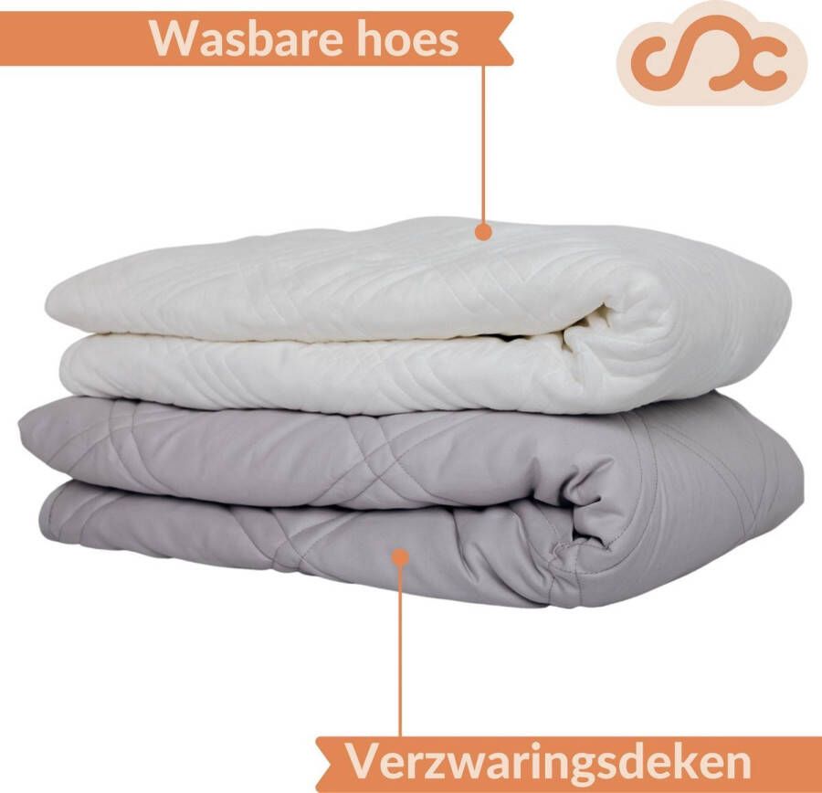 Simply Cosy Verzwaringsdeken Set 7 KG Weighted Blanket Beter Slapen – Wasbare Warme Hoes – 200 x 140 – Wit