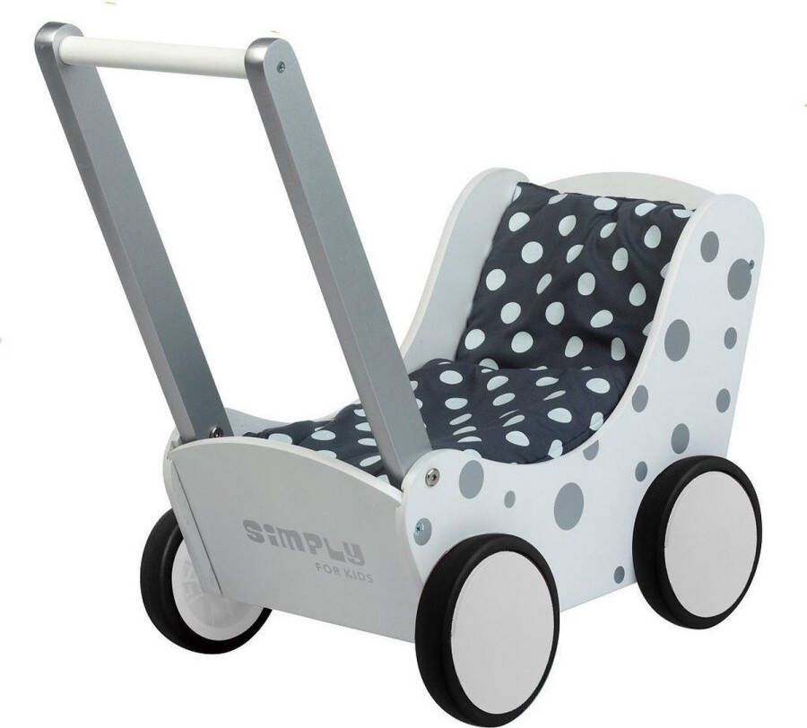 Simply for kids Poppenwagen zilver stip 60x32x55 cm