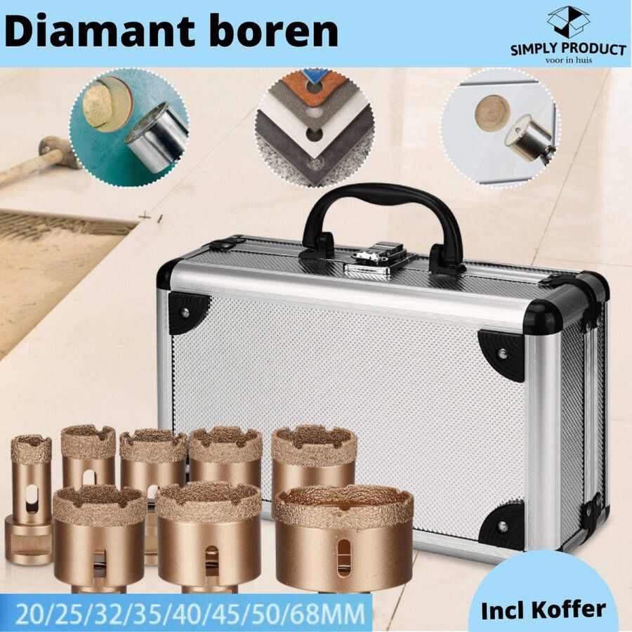 Simply products Simply product Tegelboor Set Diamantboren Tegelboor Glasboor 20-68MM Aluminium Koffer
