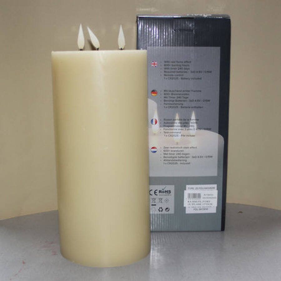 SIMUFLAME TM SimuFlame LED kaars met 3 vlammen Ivory 15 x 33 cm met afstandsbediening