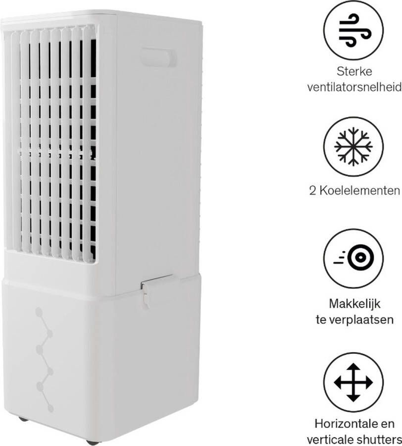 Sinji Air Cooler Water & Luchtgekoeld Incl. Koelelementen 11L Waterreservoir 3 Ventilatie standen Ventilator Toren Mobiele Aircooler Wit