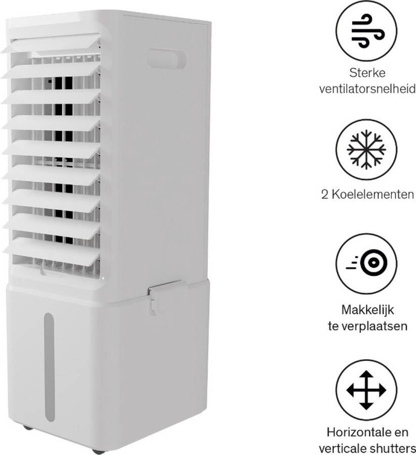 Sinji Air Cooler Water & Luchtgekoeld Incl. Koelelementen LCD Scherm 11L Waterreservoir 3 Ventilatie standen Ventilator Toren Mobiele Aircooler Wit