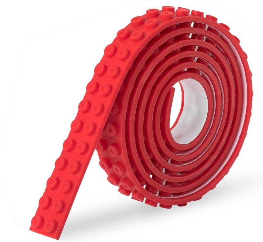 Sinji Play Stick & Brick Flexibel Speelgoedtape Lego Tape – Geschikt voor Lego City Lego Creator Lego Friends – Rood