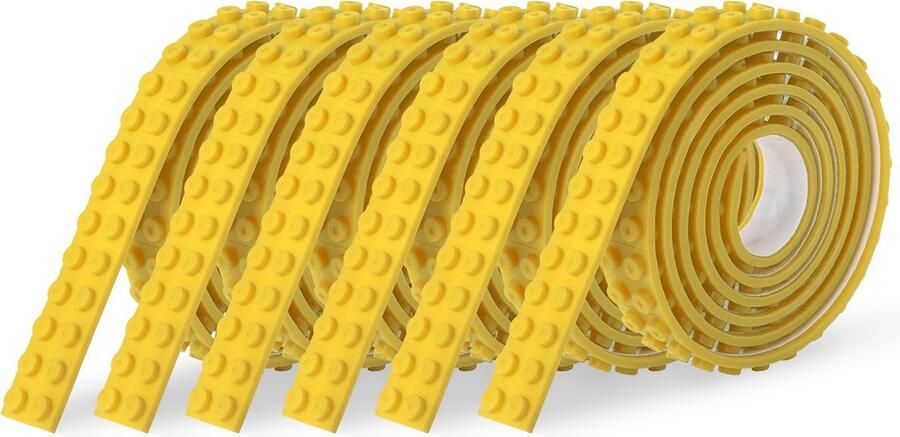 Sinji 6x Play Stick & Brick Flexibel Speelgoedtape Lego Tape – Geschikt voor Lego City Lego Creator Lego Friends – Geel