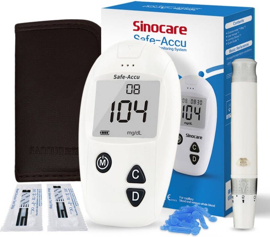 Sinocare Glucosemeter Startpakket Alles In Één Set Bloedsuikermeter Bloedsuikerspiegelmeter Diabetes Meter Glucose Monitor Teststrips