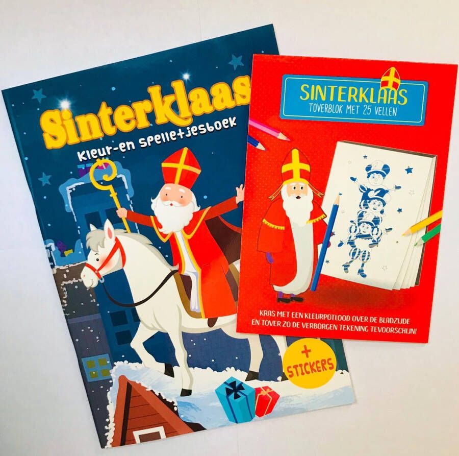 Sinterklaas doeboek + krasblok Kleurboek Stickerboek Spelletjesboek Toverblok Kinder kleurboek met stickers