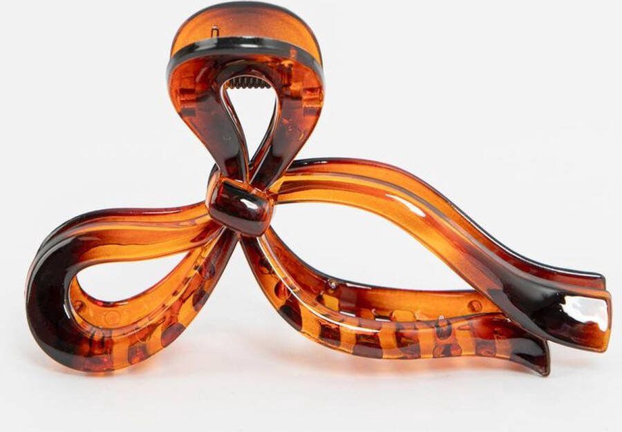 Sissy-Boy Bruine tortoise haarklem met strik
