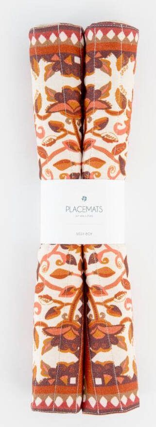 Sissy-Boy Set van 2 oranje placemats met bloemenprint