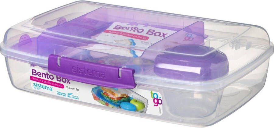 Sistema Bento Box 1.76L met Boterhamlade Doorzichtig Paars