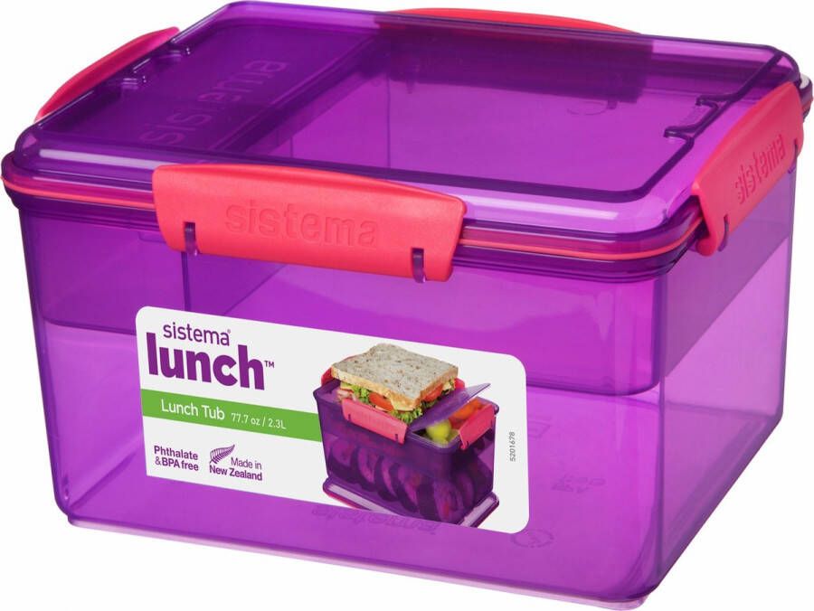 Sistema Lunch tub lunchbox 2 3 liter Paars roze