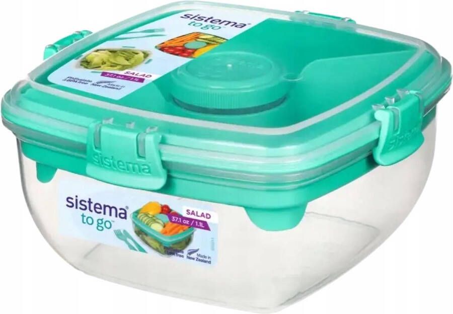 Sistema Salade Box Met Bestek Geelgroen