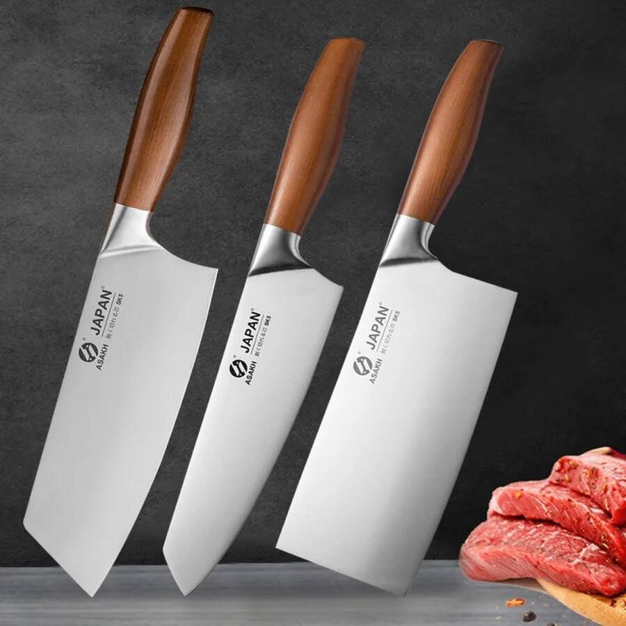 Sixty Japanse Slagersmessen Keukenmes Roestvrijstaal Keukenset Snijden Hakmes Slagersmes Chef