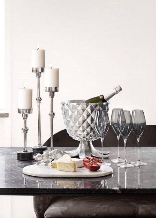 Sizland Dezign Kandelaar metaal kandelaar Marble Art middel kandelaar zilver