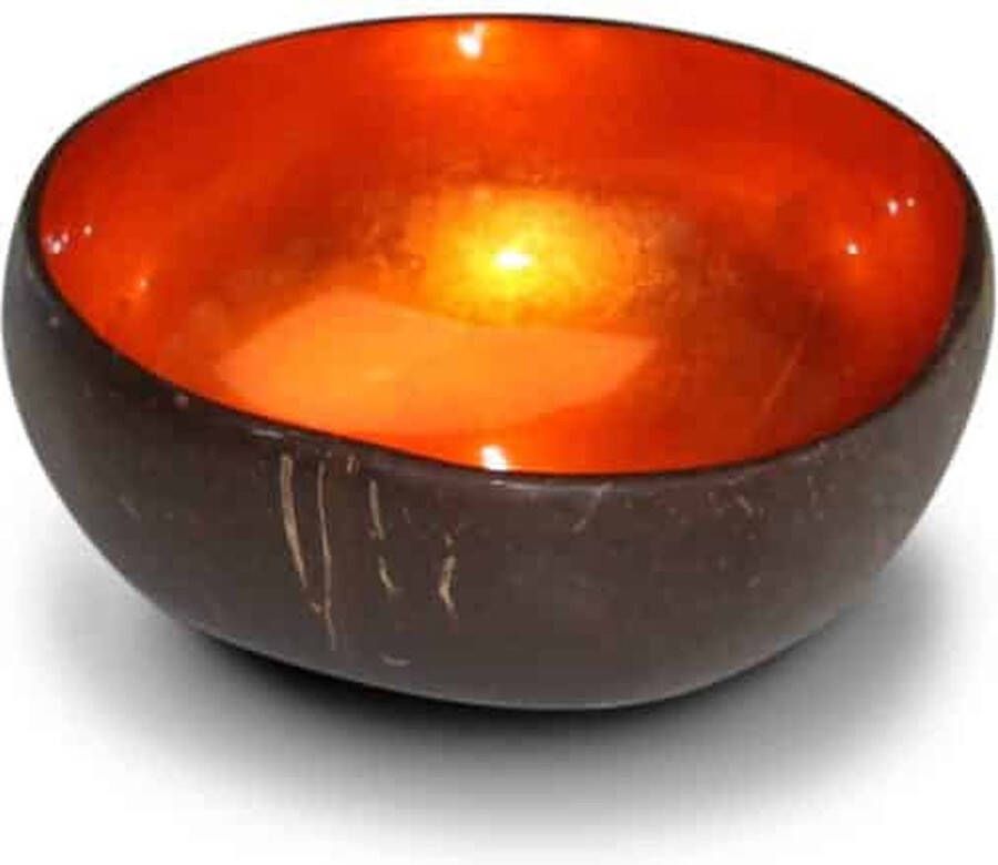 Sizland Dezign schaaltjes voor snacks kom – bowls and dishes schaaltjes – Bowl Orange Metallic Leaf kokosnoot schaaltje