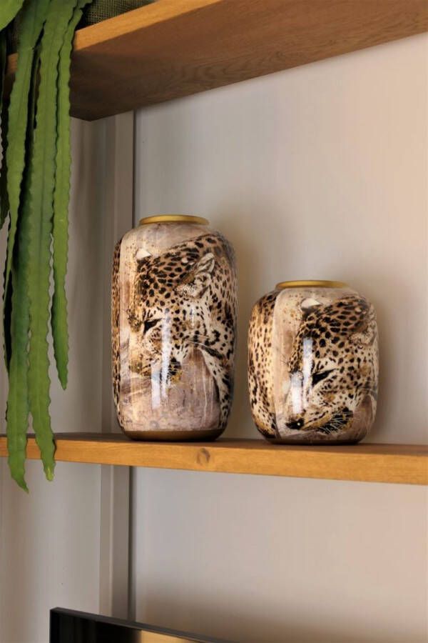 Sizland Dezign Vaas keramiek – Vaas goud – Vaas Leopard klein – Vaas