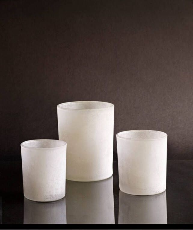 Sizland Dezign Waxinelichthouders glas – waxinelichthouders Frost 3 st. – waxinelichthouders wit