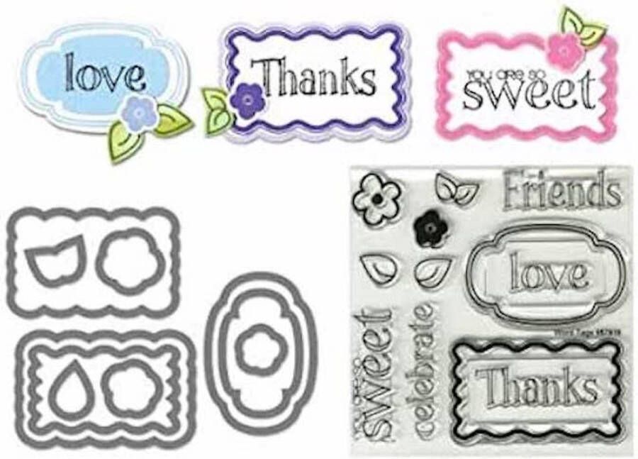 Sizzix framelits en stamps woord labels (657919) label snijmallen en tekst stempels