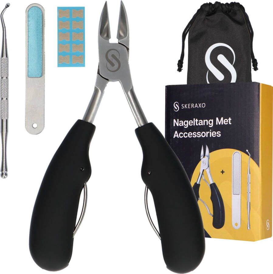 Skeraxo Nailcutter Pro Professionele Nagelschaar Nageltang voor Kalknagels en Hoekjes Hoektang met Dubbele Overbrenging Sterke Dubbelscharniertang