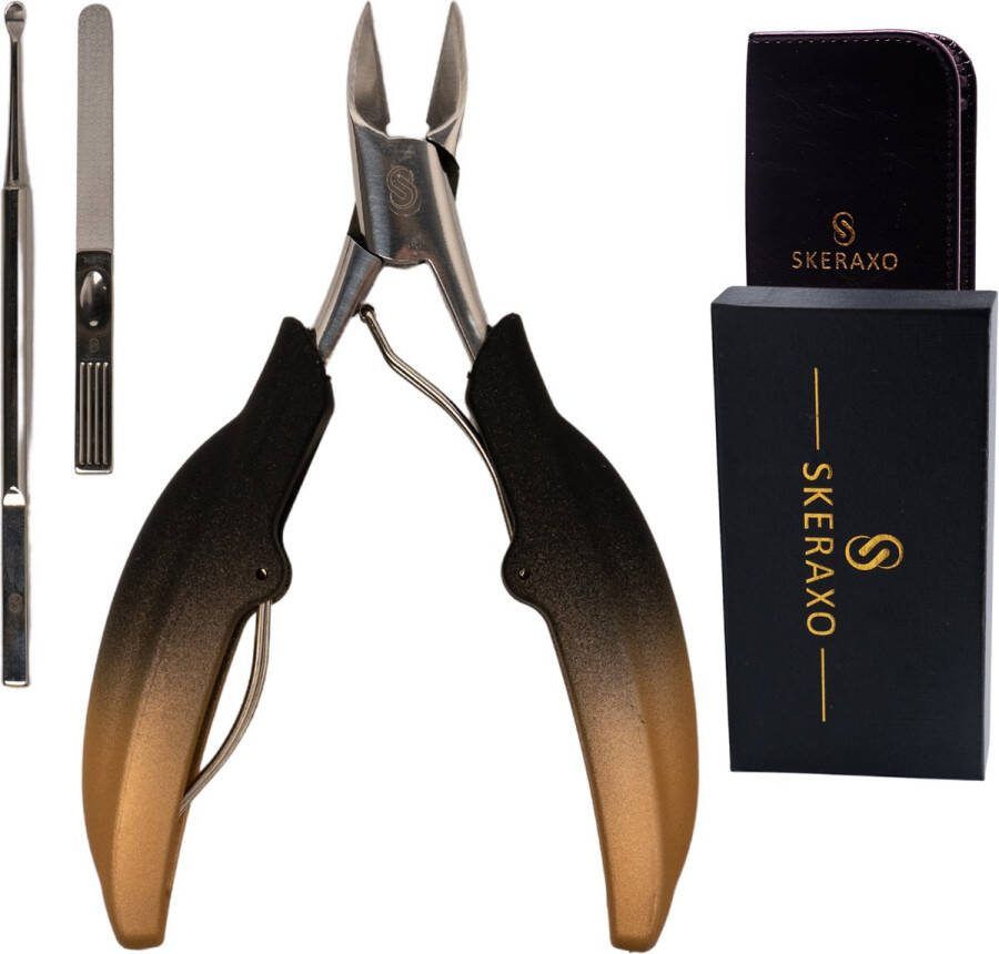 Skeraxo Professionele Pedicureset Nageltang Kalknagel Met Nagelvijl & Vuil verwijderaar Nagelschaar voor Harde Teennagels – Nagelknipper Ingegroeide Teennagel Inclusief teennagel correctors