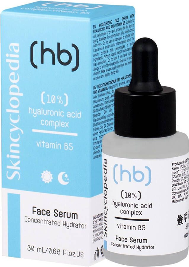 Skincyclopedia Hydraterend gezichtsserum met hyaluronzuur en vitamine B5 30ml Geschikt voor een doffe gedehydrateerde of droge huid die de eerste tekenen van veroudering vertoont