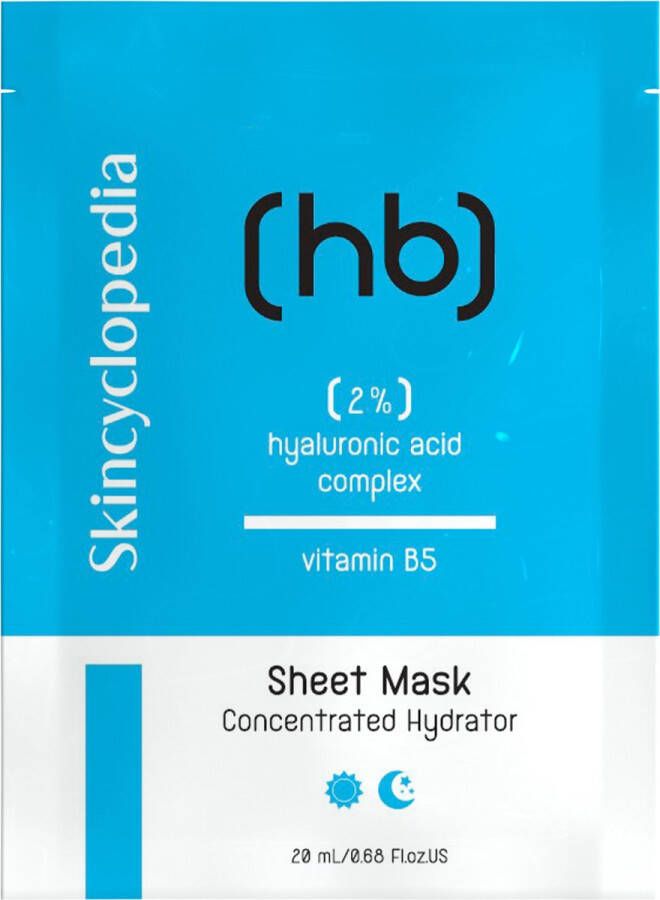 Skincyclopedia Sheet Mask Prijs is per 3 verpakkingen 2% Hyaluronic Acid Complex Gezichtsmasker Vitamin B5 geconcentreerde hydratator Droge Huid Anti-Uitdroging |Anti-Tekenen van Oudheid Alle huidtypes Gevoelige Huid