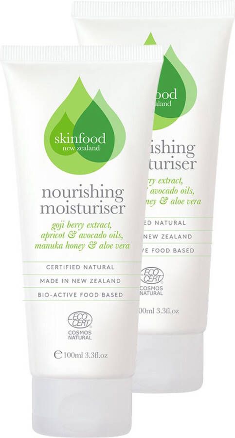 Skinfood NZ Skincare Nourishing Moisturizer Voedende Dagcrème Voor Droge & Vermoeide Huid 99% Natuurlijk & Dierproefvrij 2 x 100ml Moederdag Geschenkset