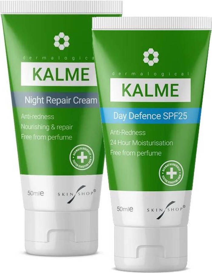 Skinshop Rosacea behandeling Kalme Day & Night Kit Rosacea Dag crème en Rosacea Nacht crème Anti Roodheid Ontstekingsremmend Intensieve hydratatie SPF25 2 x 50ml