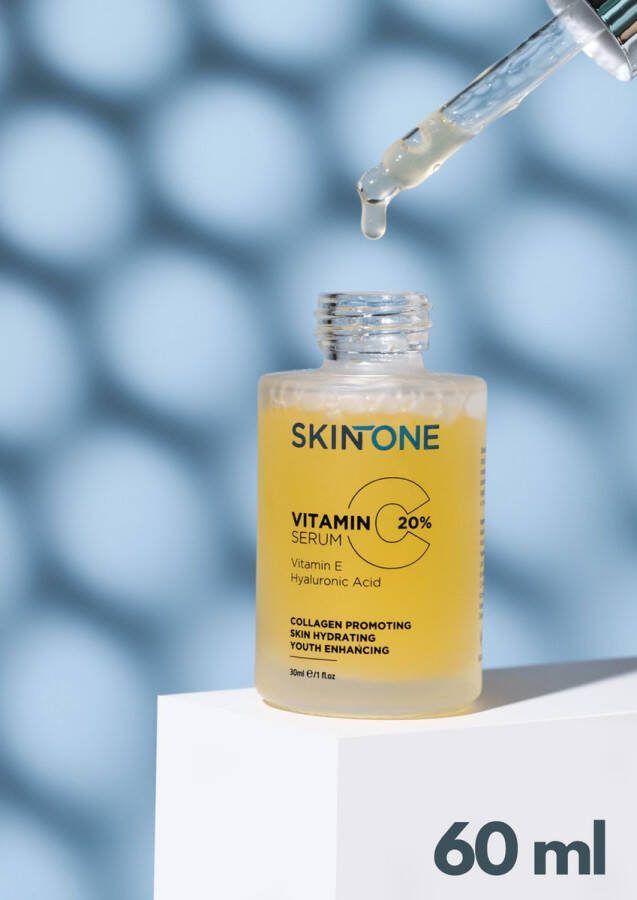 SkinToneSkin SkinTone Vitamine C 20% Serum Booster Met Vitamine E & Hyaluronzuur Gezichtsserum Collageen Anti Rimpel Anti Acne Tegen Pigmentvlekken 60ml – Vrouwen – Mannen – Gezicht – Vitamin – verzorging – Puisten Puistjes