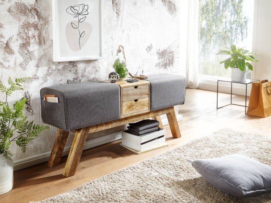 Wohnling Bank stof grijs 120 cm lang WL6.480