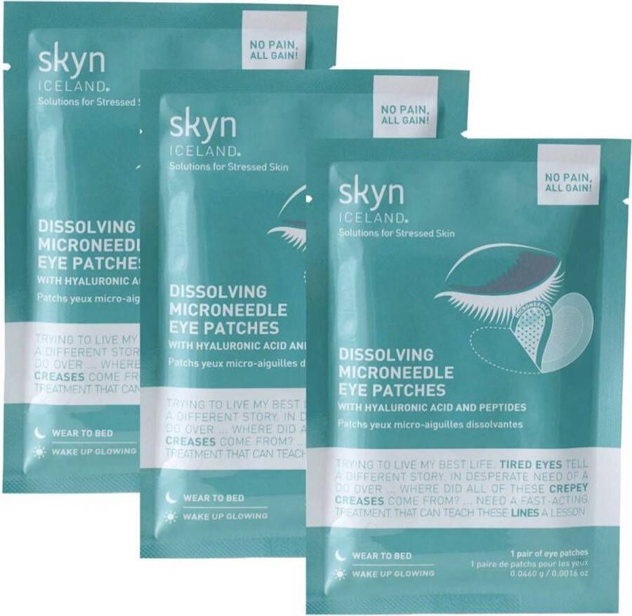 Skyn ICELAND Dissolving Microneedle Eye Patches (3 Pairs) with Hyaluronic Acid & Peptides