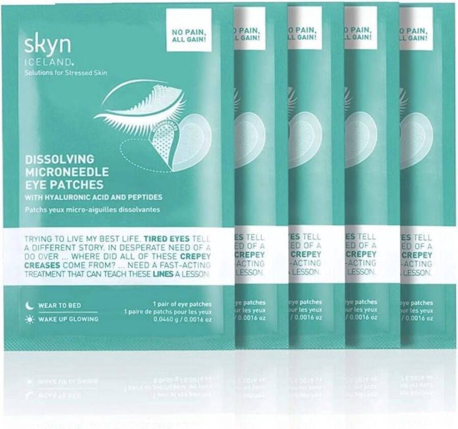 Skyn ICELAND Dissolving Microneedle Eye Patches (5 Pair) with Hyaluronic Acid & Peptides