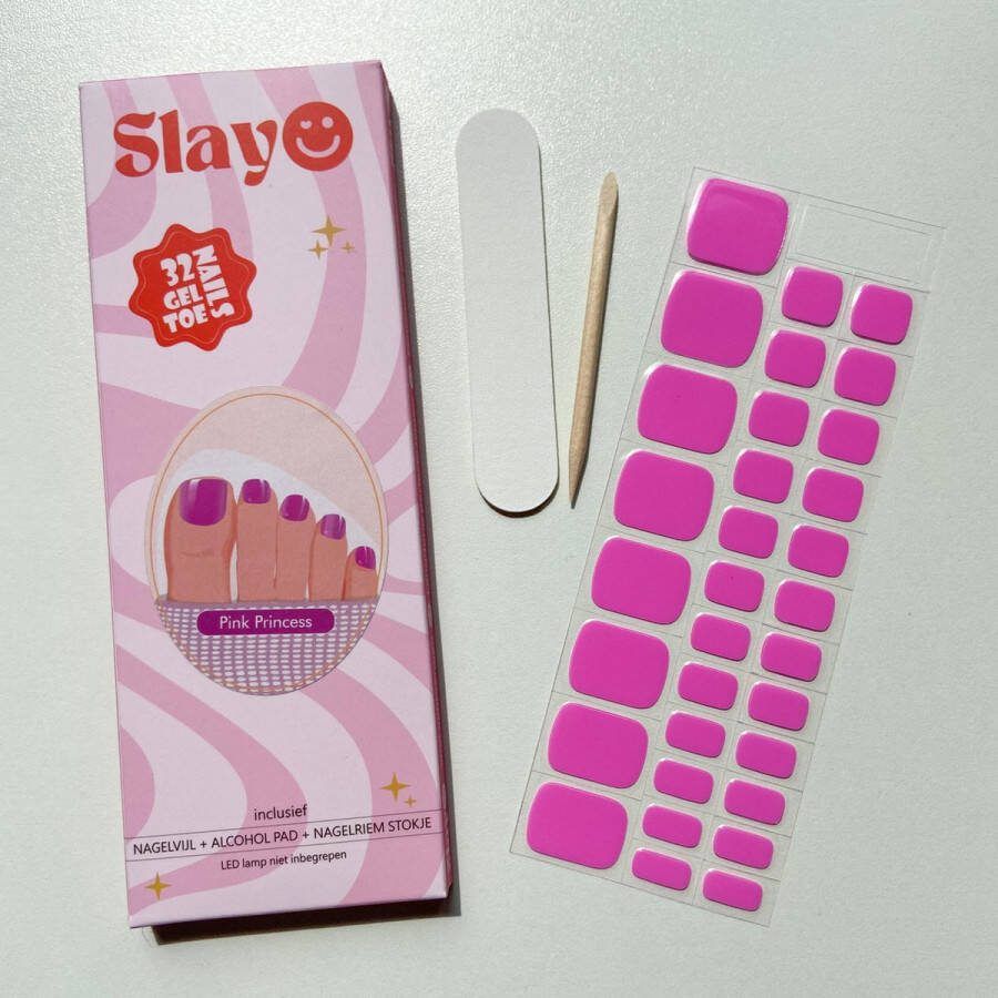 Slayo © Gellak Pedicure Pink Princess Teennagel nagelstickers Gel Nail Wrap Nail Art Stickers Gellak Nagels Gel Nagel Stickers LED UV lamp nodig