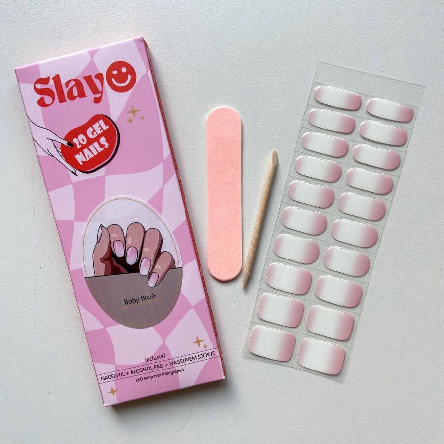 Slayo © Gellak Stickers Baby Blush Nagelstickers Gel Nail Wrap Nail Art Nail Wraps LED UV lamp nodig