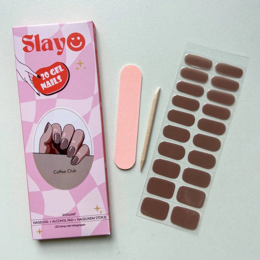 Slayo © Gellak Stickers Coffee Club Nagelstickers Gel Nail Wraps Nail Art Stickers Nail Art Gellak Nagels Gel Nagel Stickers Nail Wraps LED UV lamp nodig