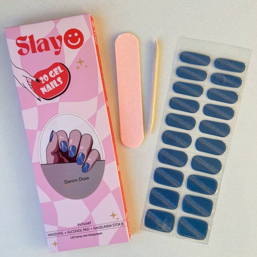 Slayo © Gellak Stickers Denim Daze Nagelstickers Gel Nail Wrap Nail Art Stickers Nail Art Gellak Nagels Gel Nagel Stickers Nail Wraps LED UV lamp nodig