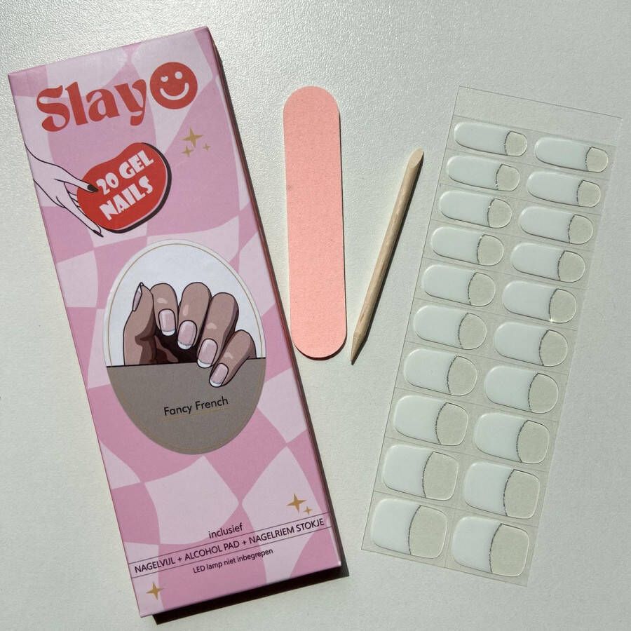 Slayo © Gellak Stickers Fancy French Nagelstickers Gel Nail Wrap French Manicure Nail Art Stickers Nail Art Gellak Nagels Gel Nagel Stickers LED UV lamp nodig