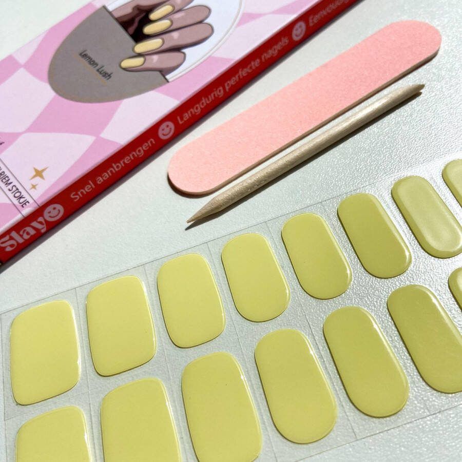 Slayo © Gellak Stickers Lemon Lush Nagelstickers Gel Nail Wrap Nail Art Stickers Nail Art Gellak Nagels Gel Nagel Stickers LED UV lamp nodig