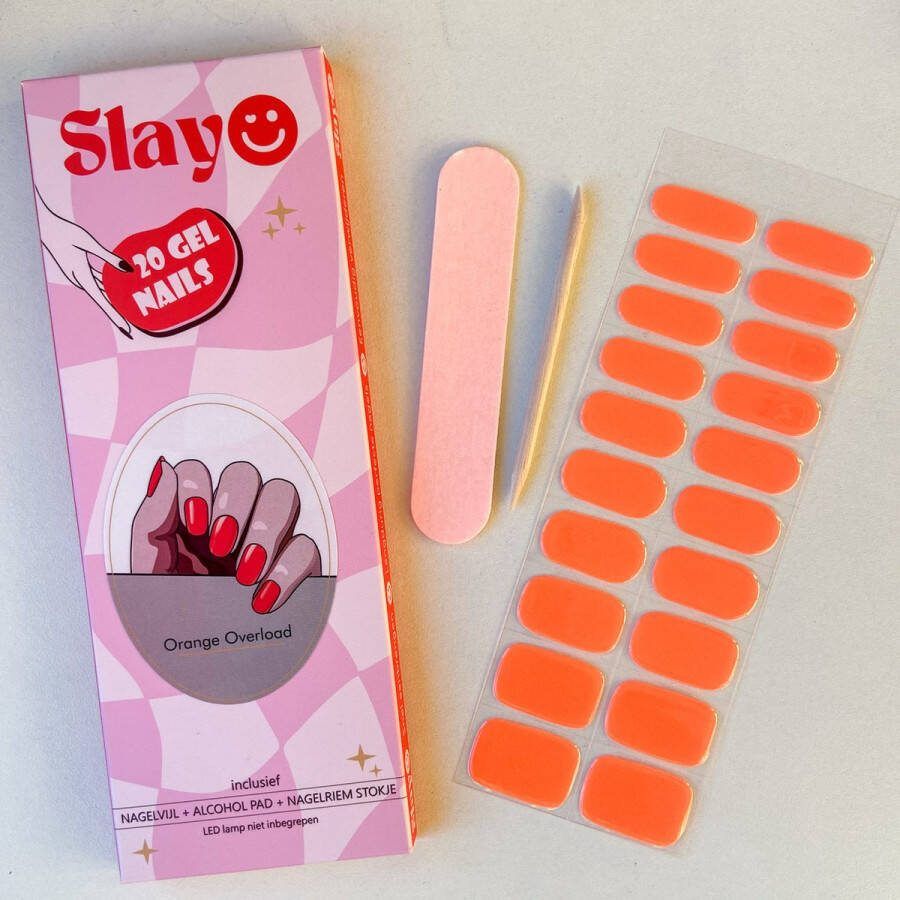Slayo © Gellak Stickers Orange Overload UV lamp gelnagels Nagelstickers Gel Nail Wrap Koningsdag Nagels Nail Art LED UV lamp nodig