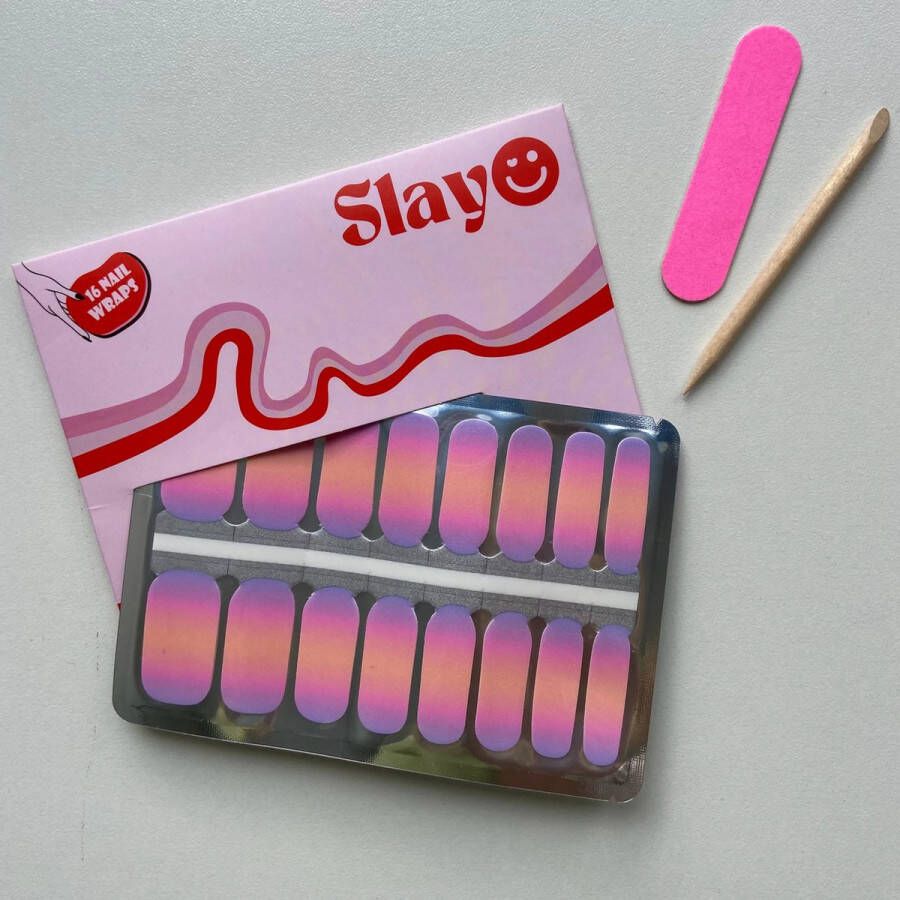 Slayo Nail Wraps -- Lovely L.A. -- Nagel Wraps Nail Stickers Nail Art Stickers Nagelstickers GEEN lamp nodig Ombre Effect Nagels