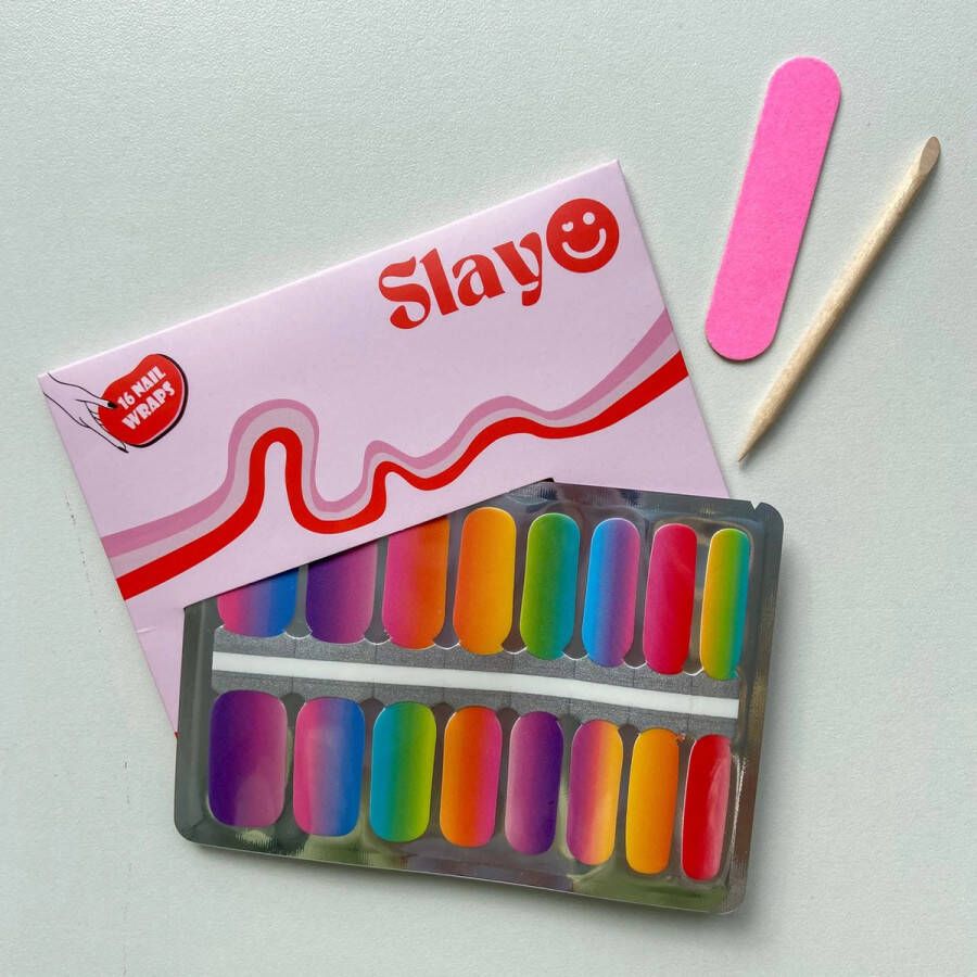 Slayo Nail Wraps -- Over The Rainbow -- Nagel Wraps Nail Stickers Nail Art Stickers Nagelstickers GEEN lamp nodig regenboog nagels